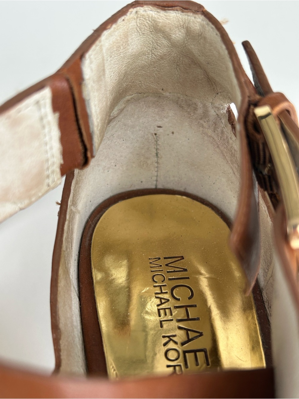 MICHAEL KORS BROWN NEUTRAL STRAP HIGH HEELS SIZE 8.5 - Picture 4 of 13